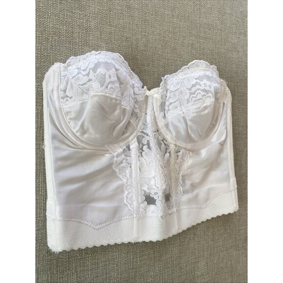 Vintage Vassarette 36 B Bustier Corset Bra Lace White Strapless Runs Small 26” - Picture 2 of 11